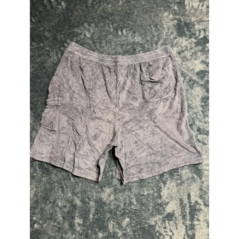 Nautica Terry Cloth Shorts Men XL Blue Gray Bamboo Blend Cargo Drawstring